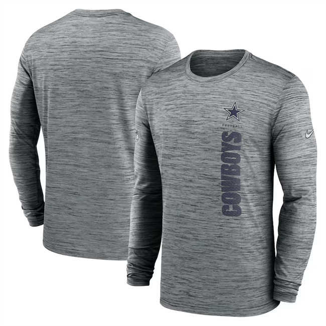 Men's Dallas Cowboys Gray 2024 Sideline Team Velocity Performance Long Sleeve T-Shirt